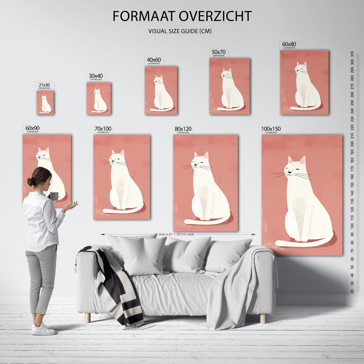 Witte kat Poster