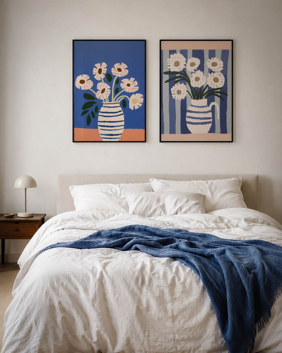 Bloemen en strepen Posterset