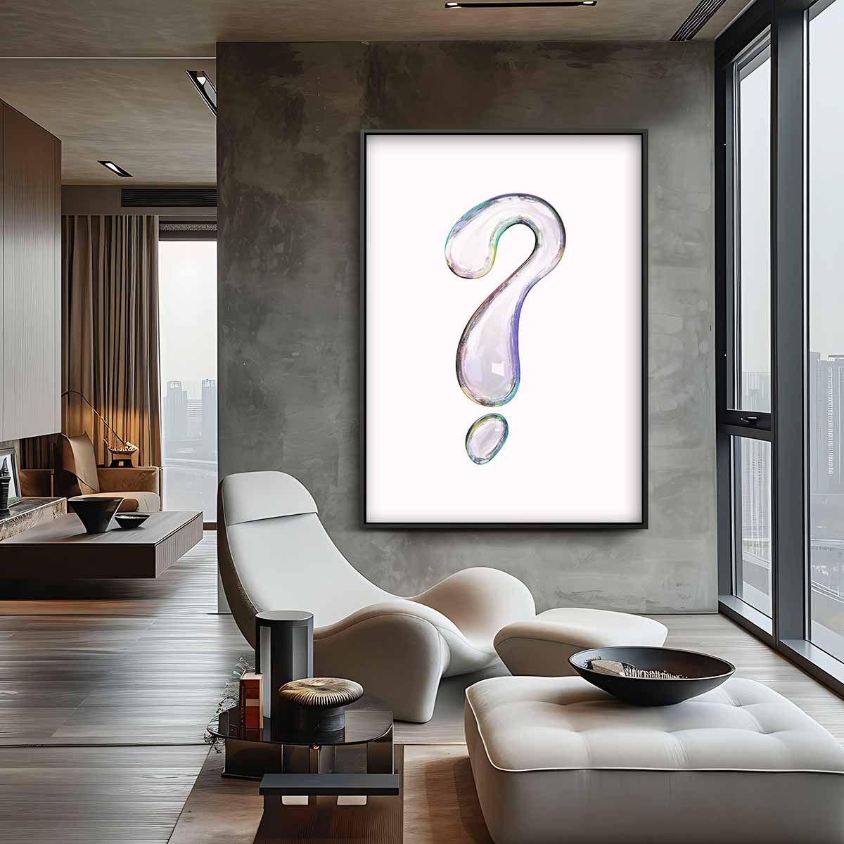 Magisch Glasvraagteken Kunstwerk-canvas-dibond-plexiglas-wanddecoratie-WallArtistic