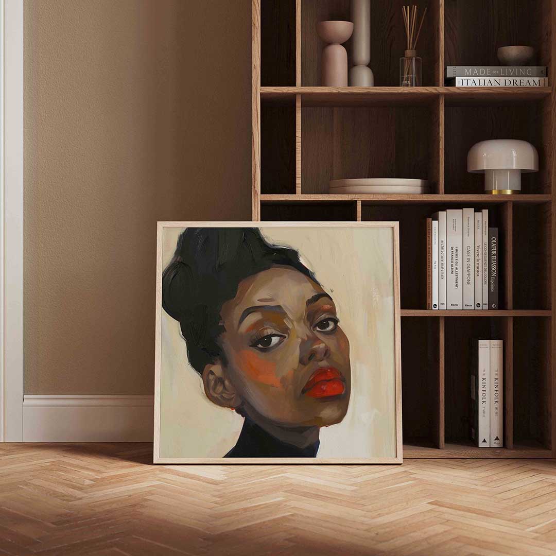Portret met rode lippen Poster
