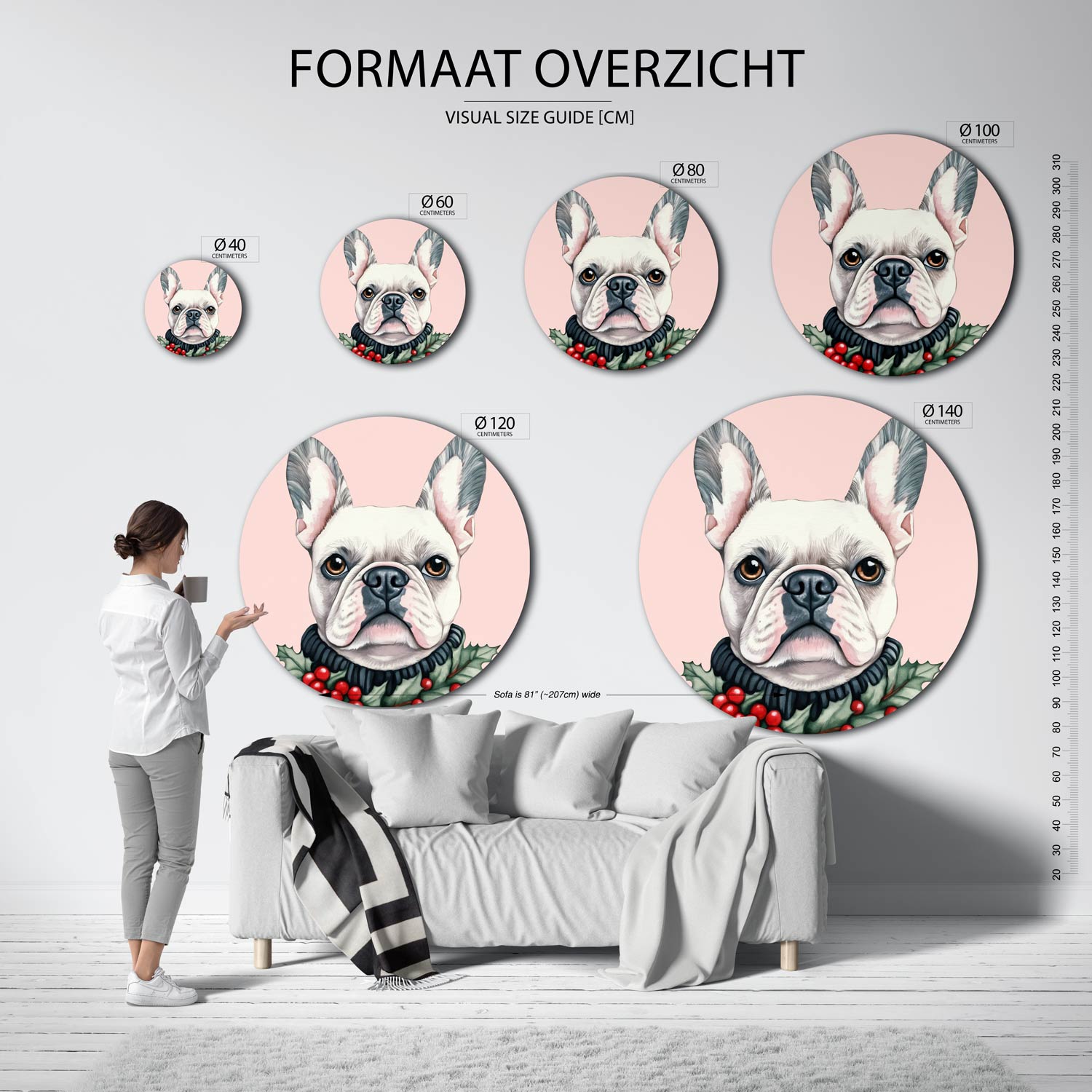 Franse bulldog Muurcirkel