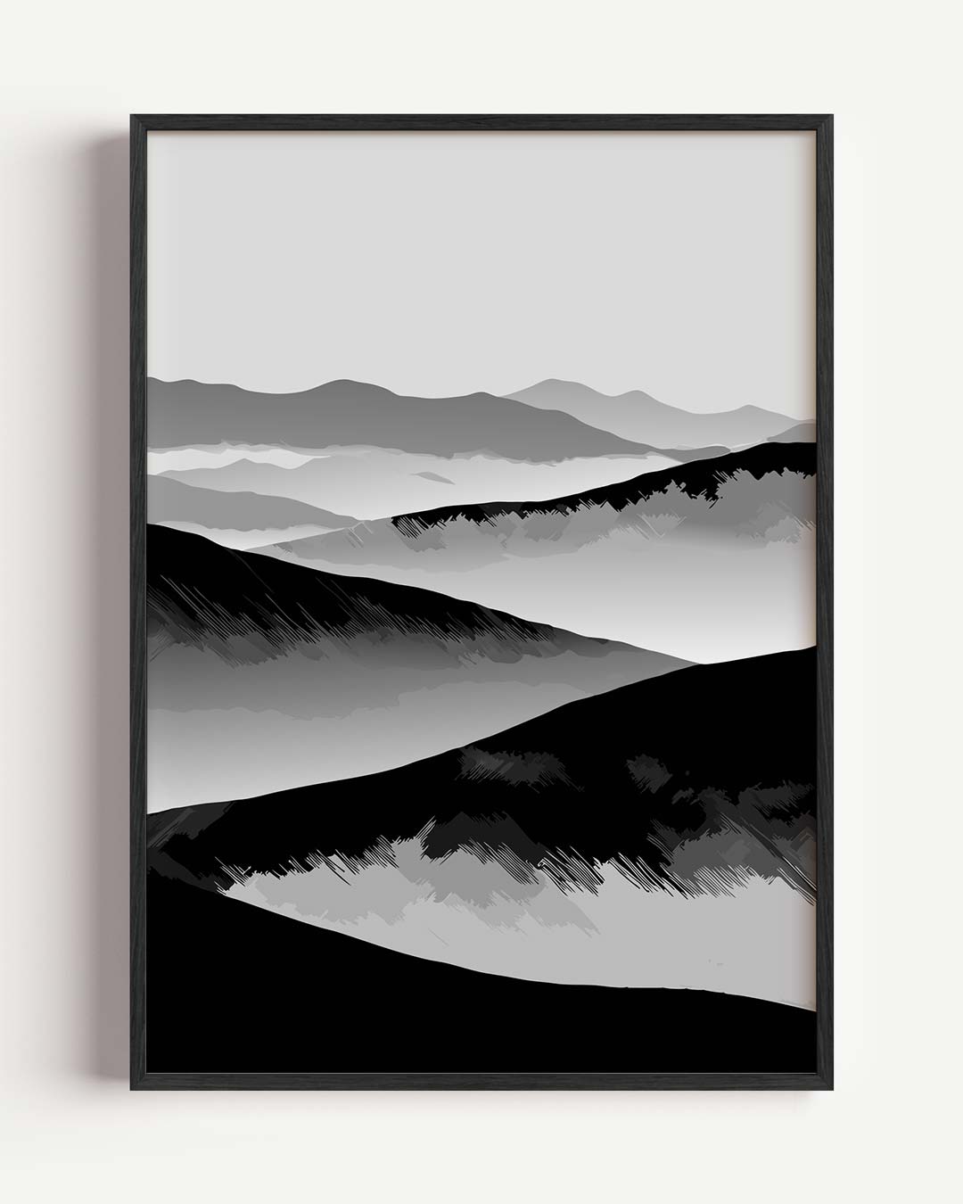 Stijlvolle Zwart-Wit Berglandschap Poster-WallArtistic