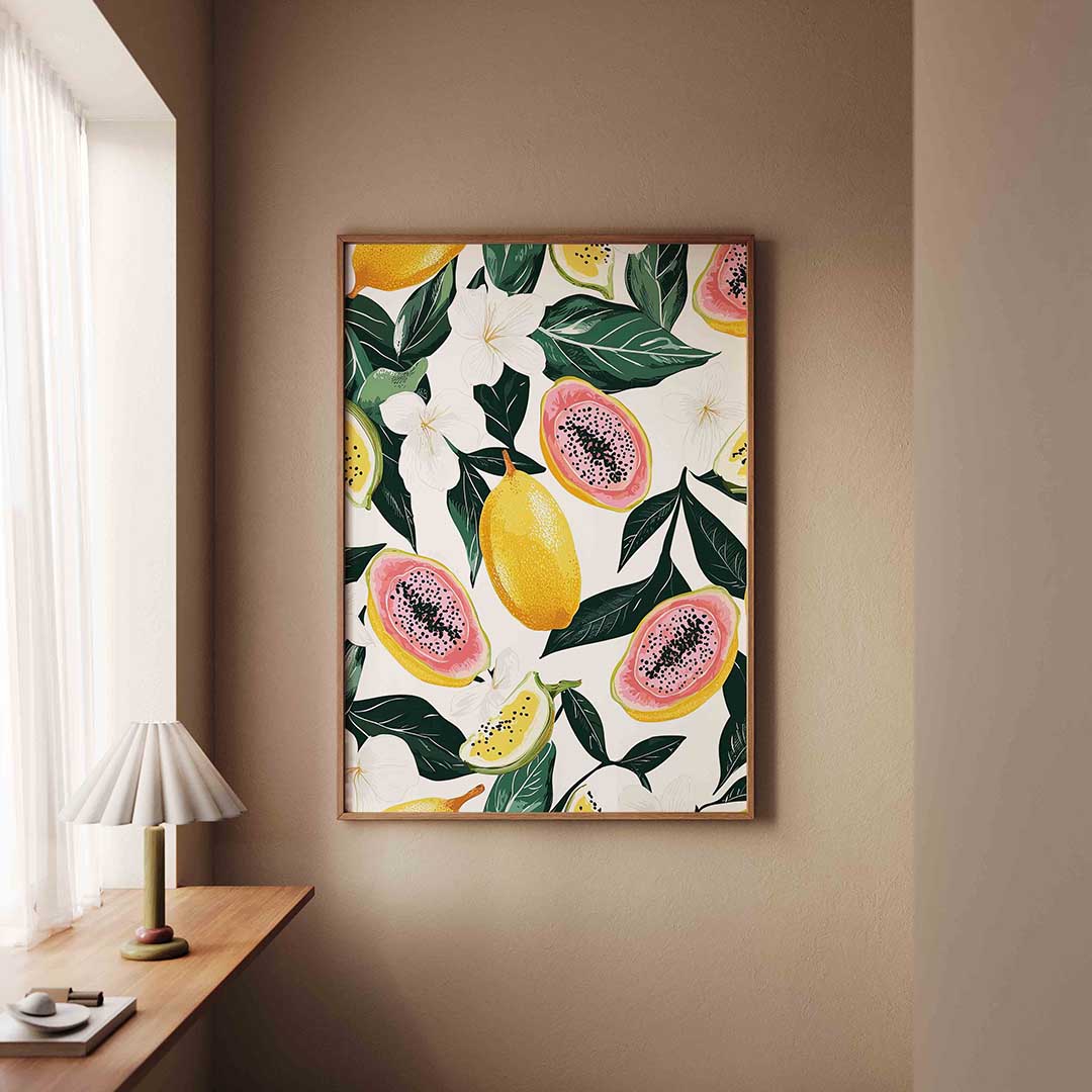 Tropische vruchten en bloemen Poster