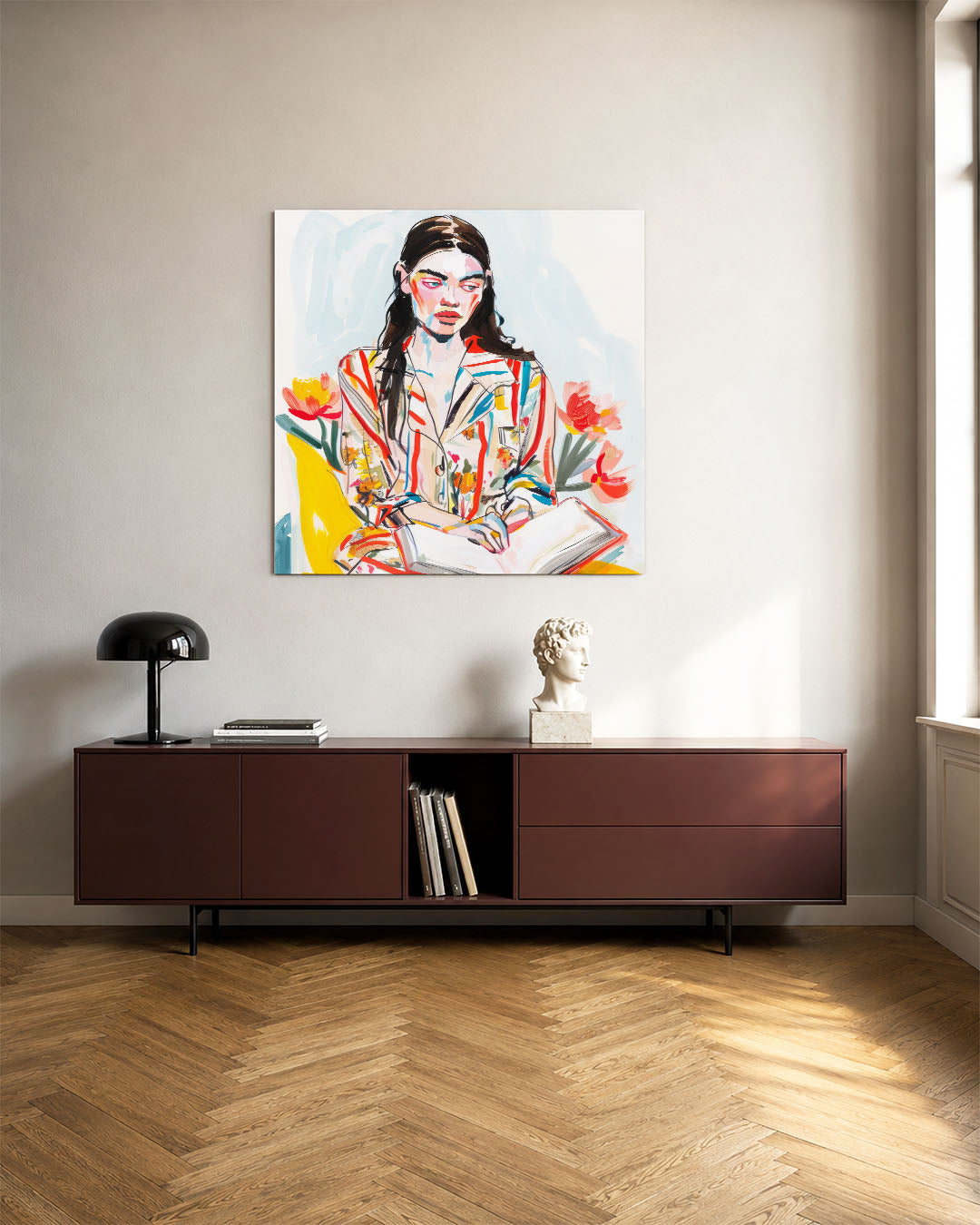 Kleurrijke portretstudie Kunstwerk