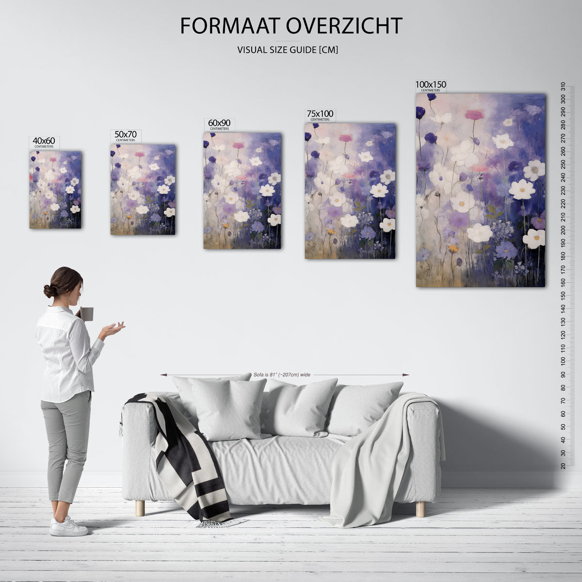Bloemen in zachte tinten Kunstwerk