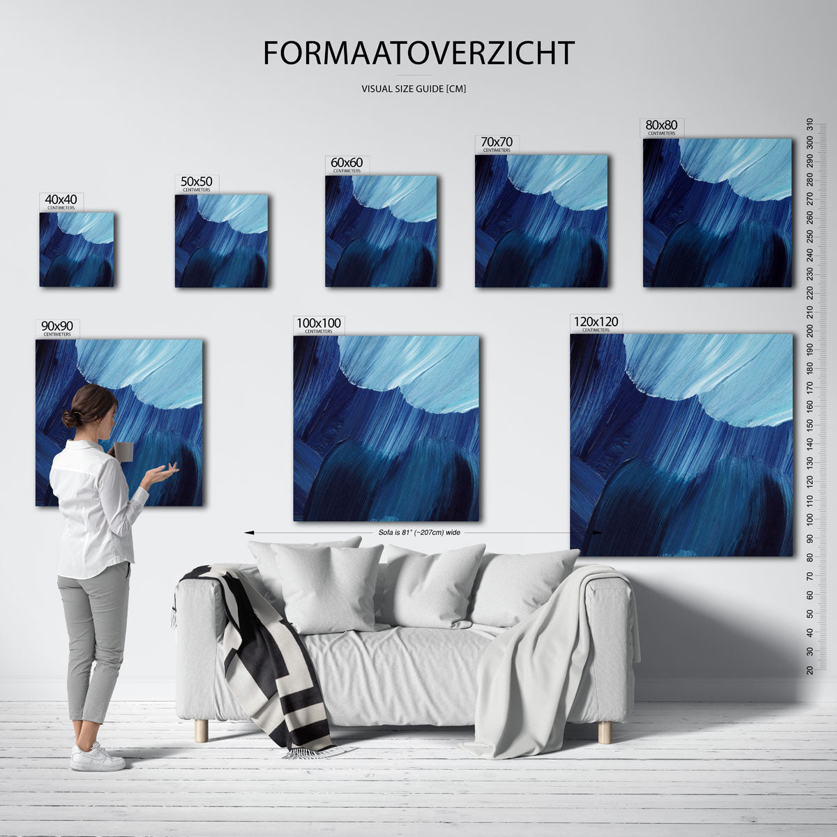 Blauwe penseelstreken Poster