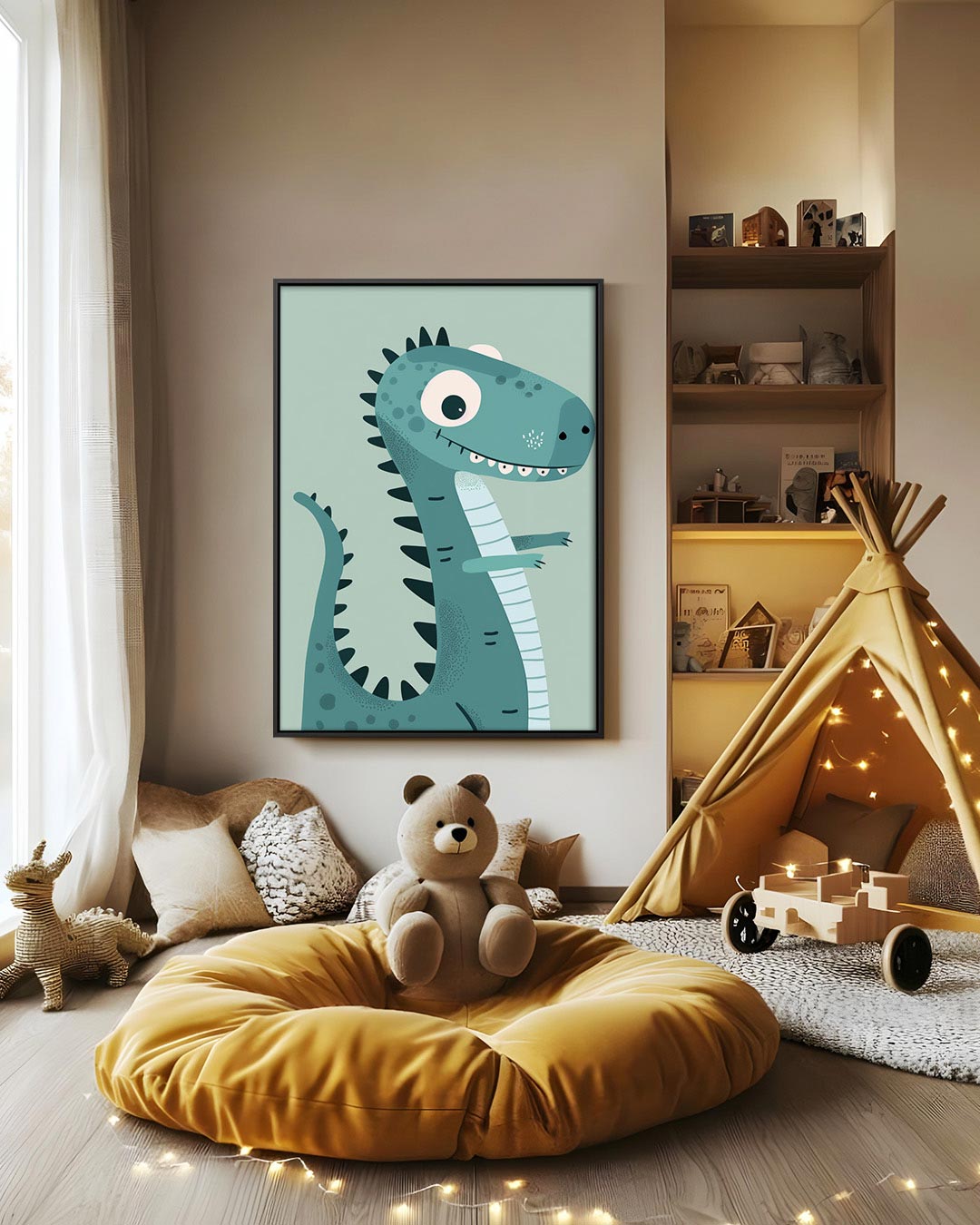 Speelse dinosaurus illustratie Kunstwerk