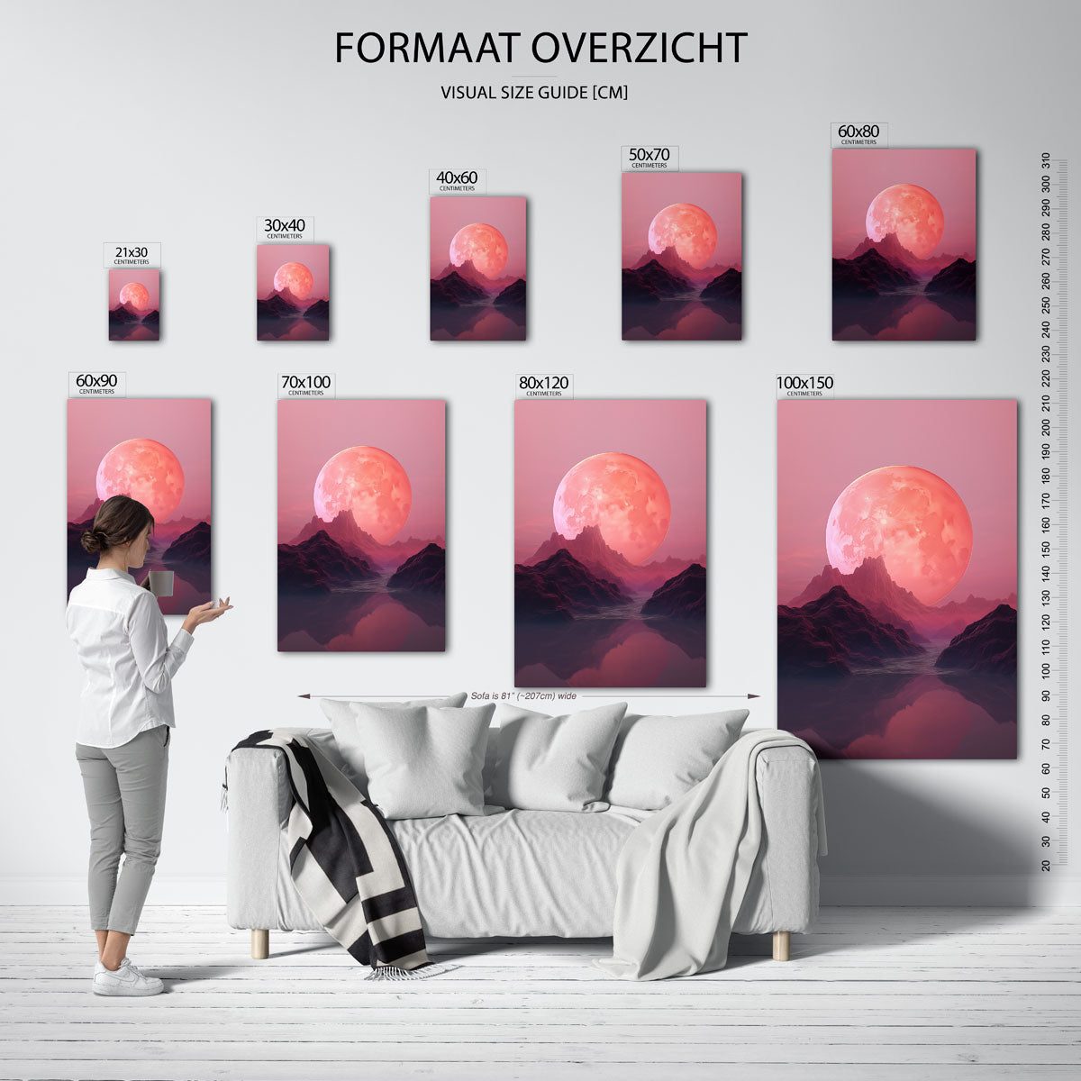 Roze maanlandschap Poster