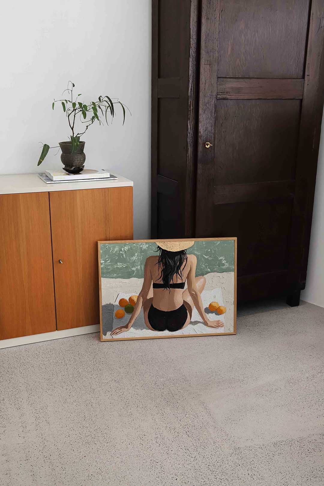 Vrouw op strand Poster