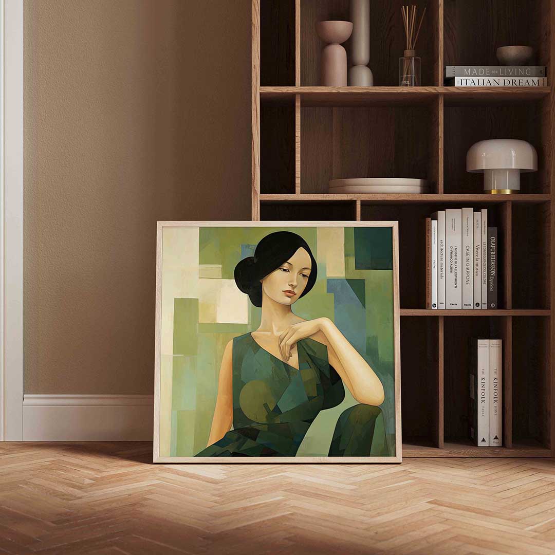 Vrouw in groene tinten Poster