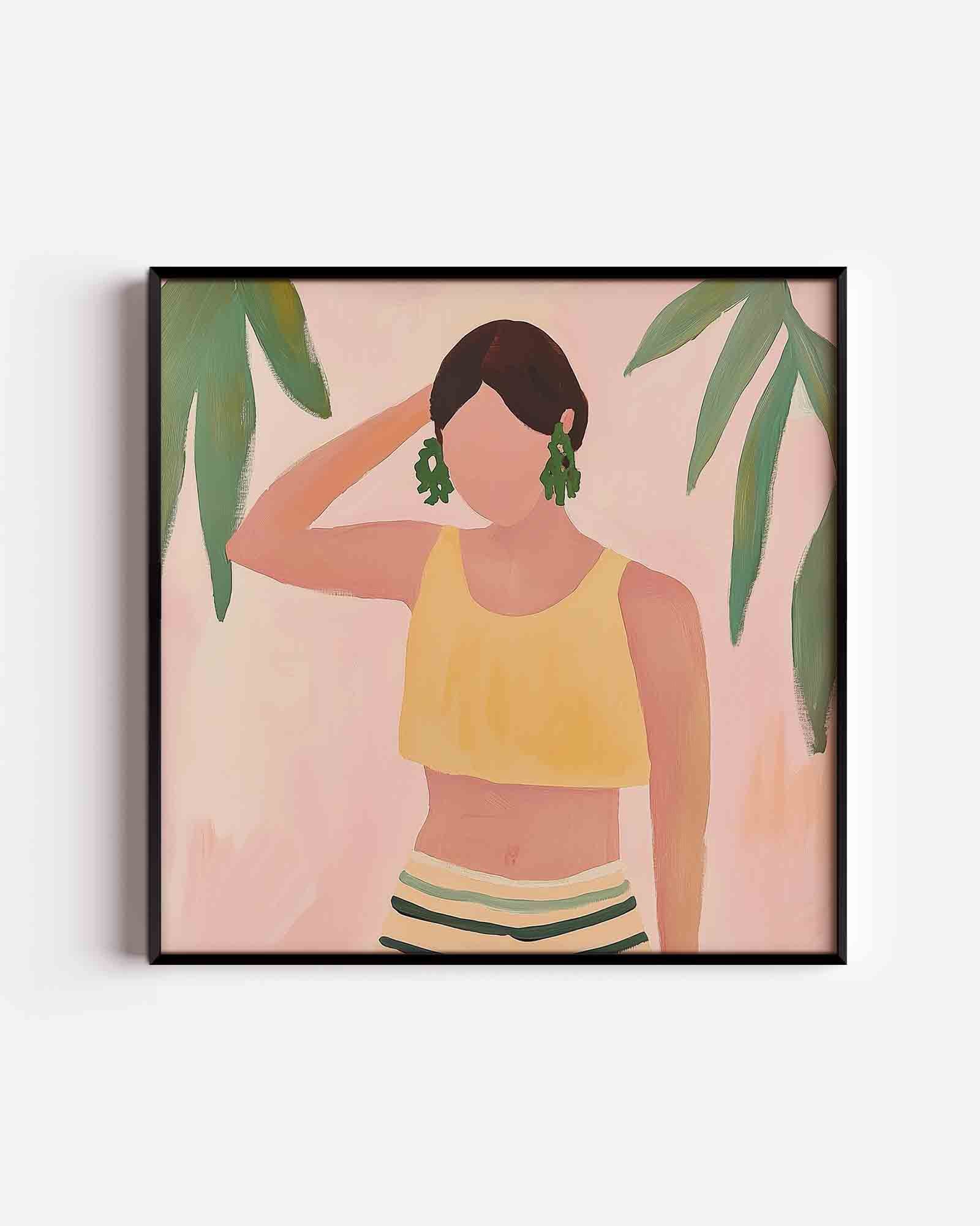 Vrouw met groene oorbellen Poster