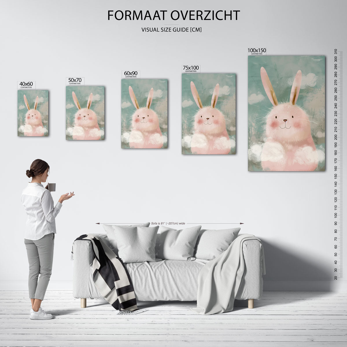 Dromerige konijn illustratie Kunstwerk