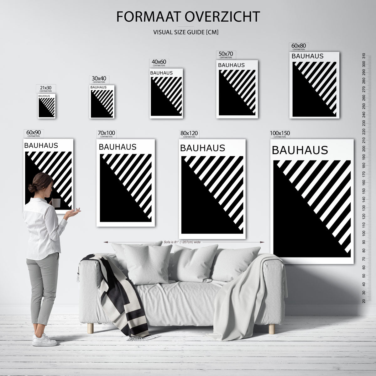 Zwart wit lijnen Poster