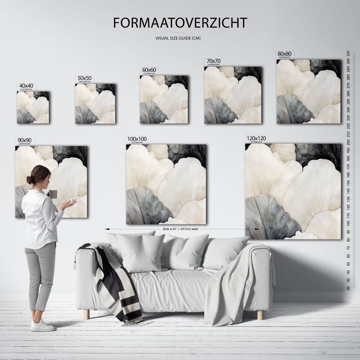 Bloemvormen in neutrale tinten Poster