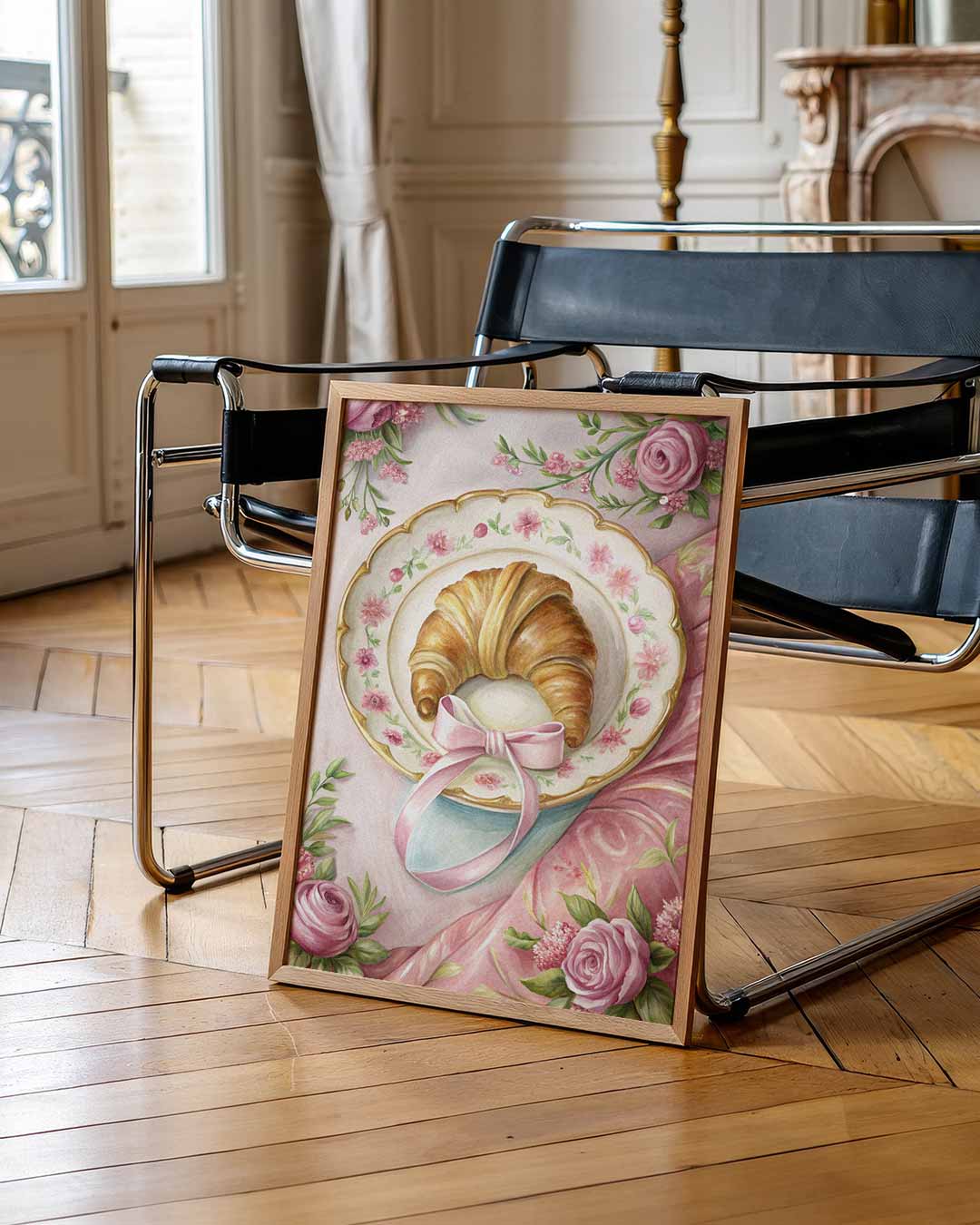 Romantische Bloemen en Croissant Poster-WallArtistic
