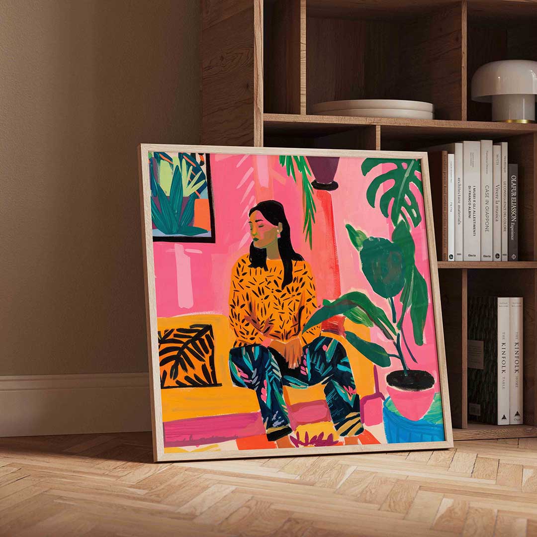 Vrouw op bank Poster