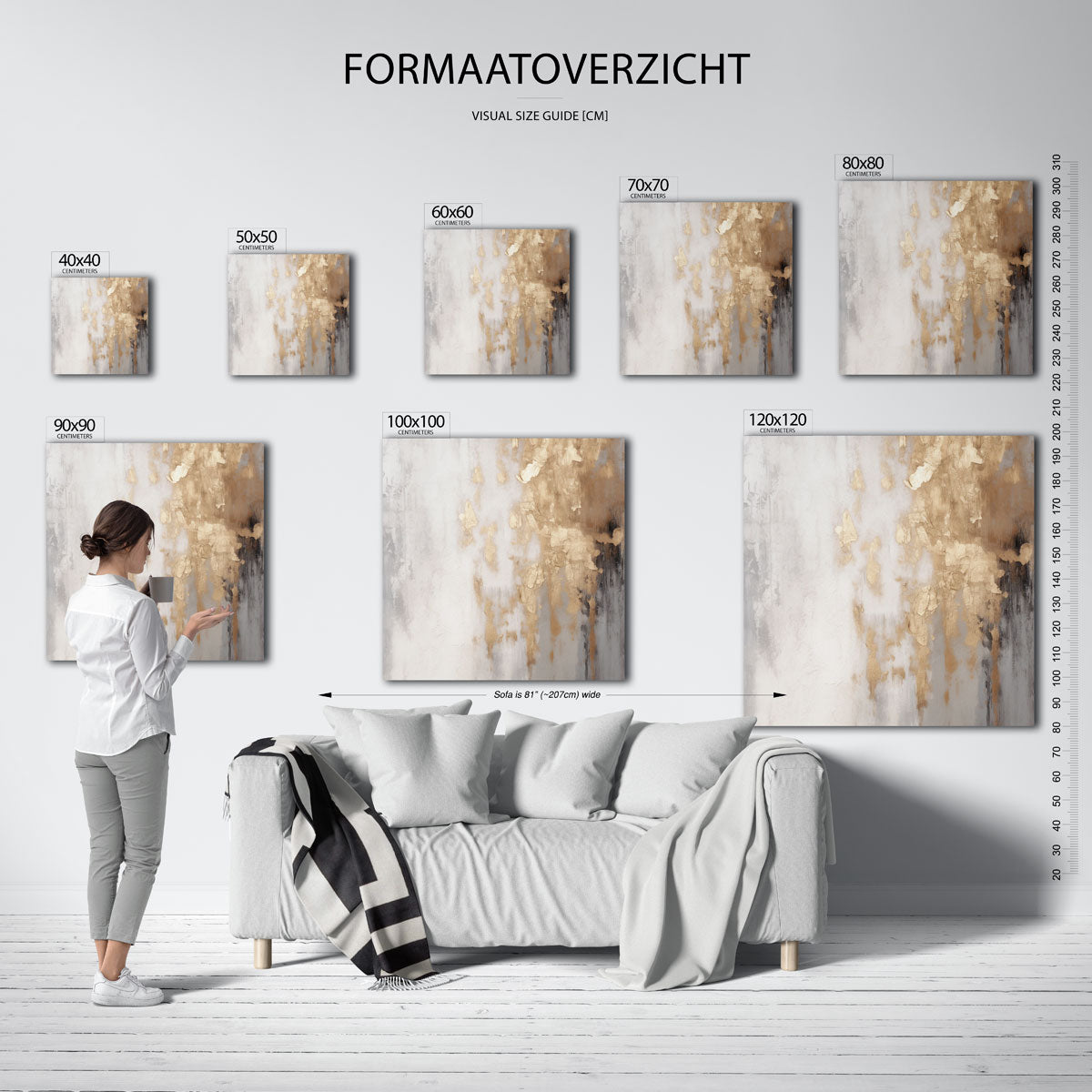 Abstracte beige en grijze Poster