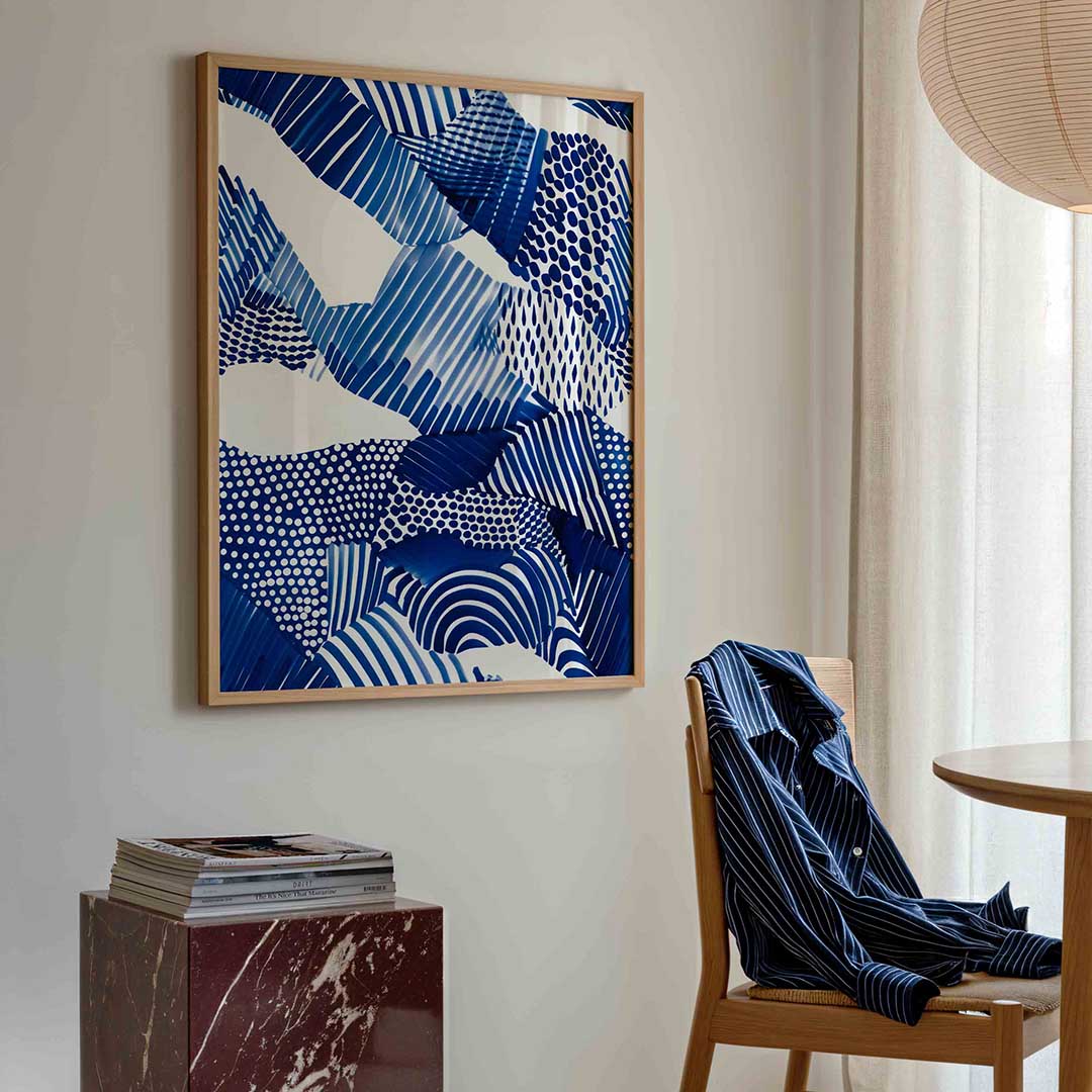Abstracte blauwe patronen Poster