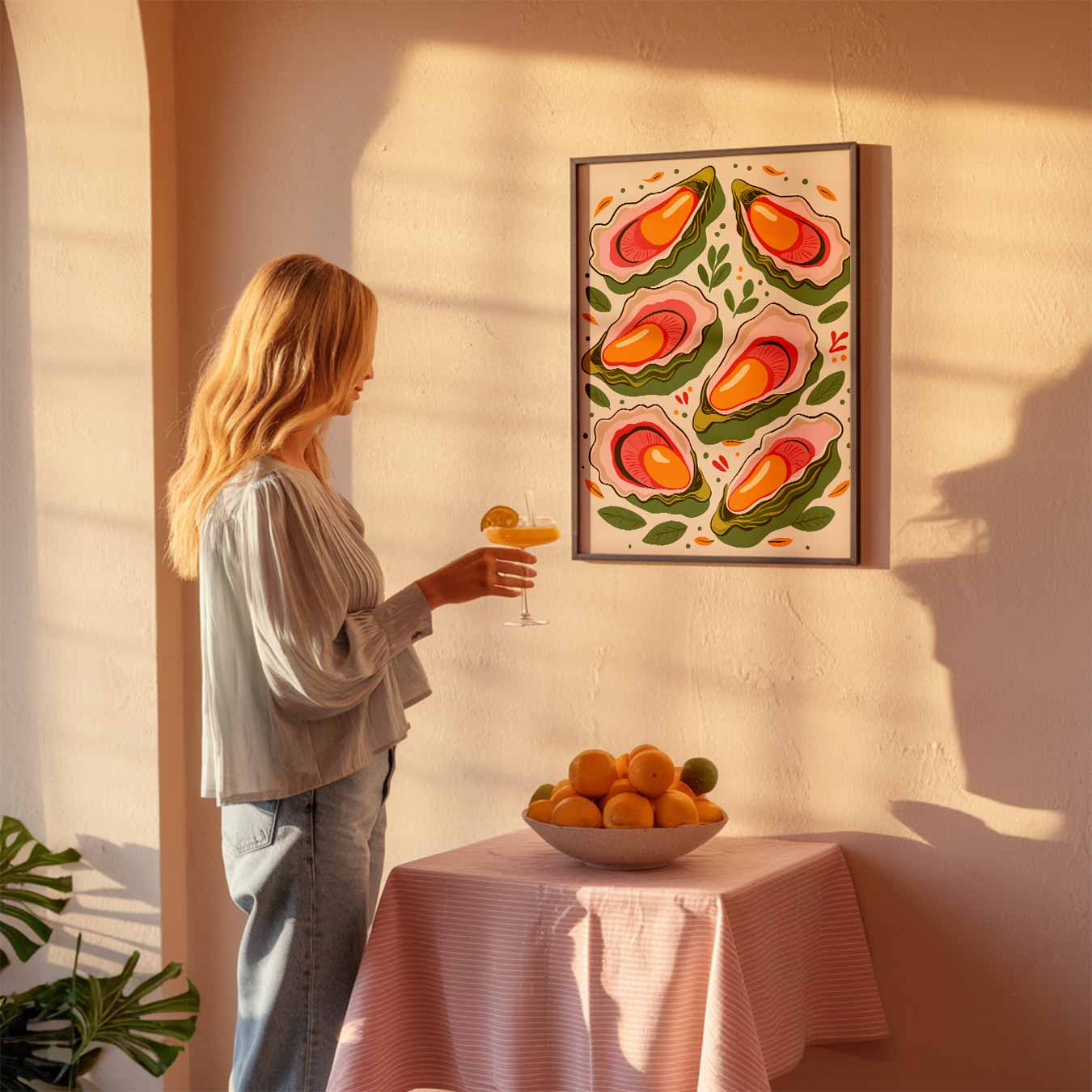 Kleurrijke Oester Illustratie Poster-WallArtistic