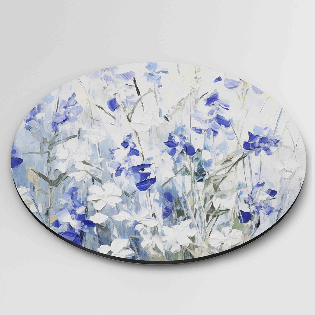Blauwe bloemen Muurcirkel