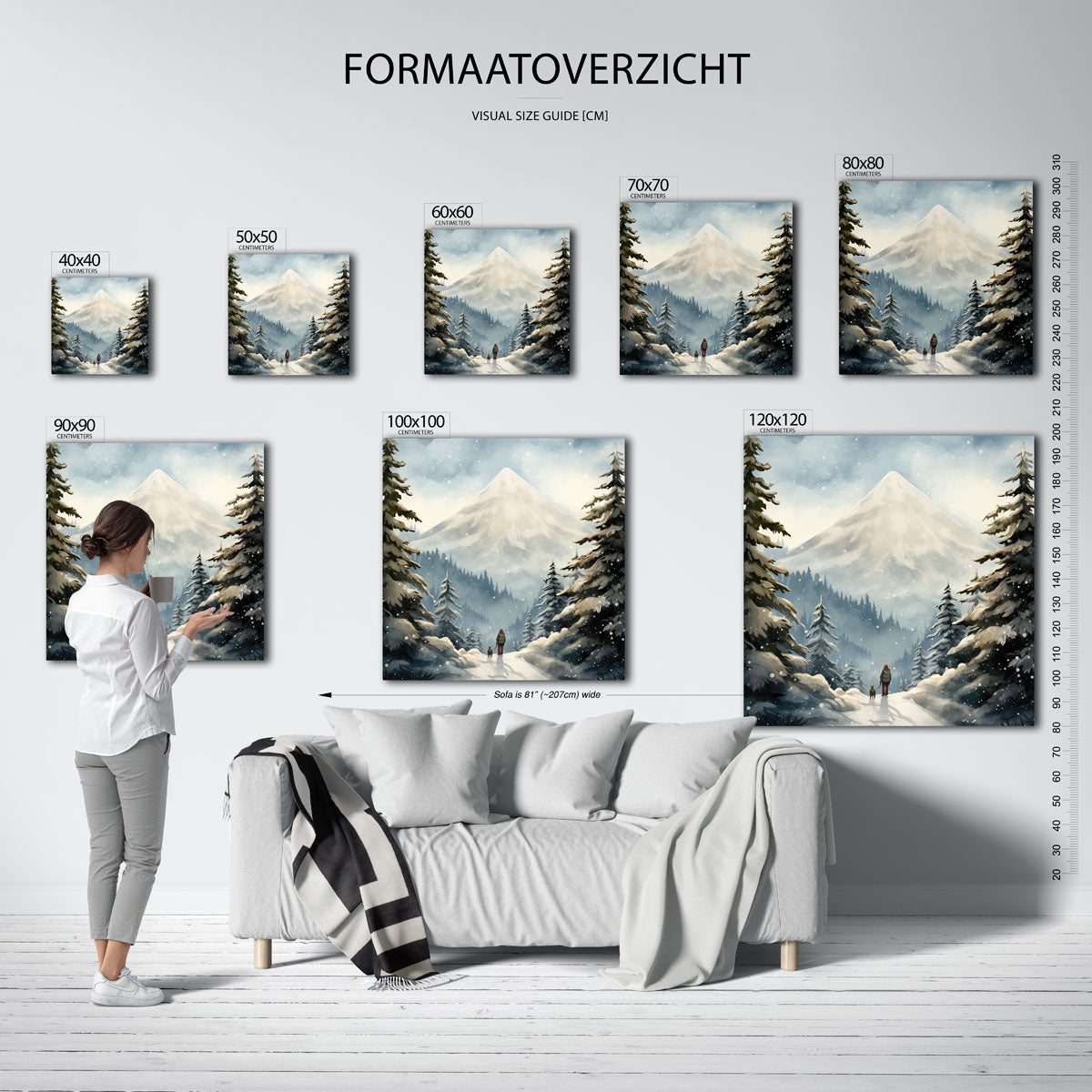 Winterlandschap met berg Poster