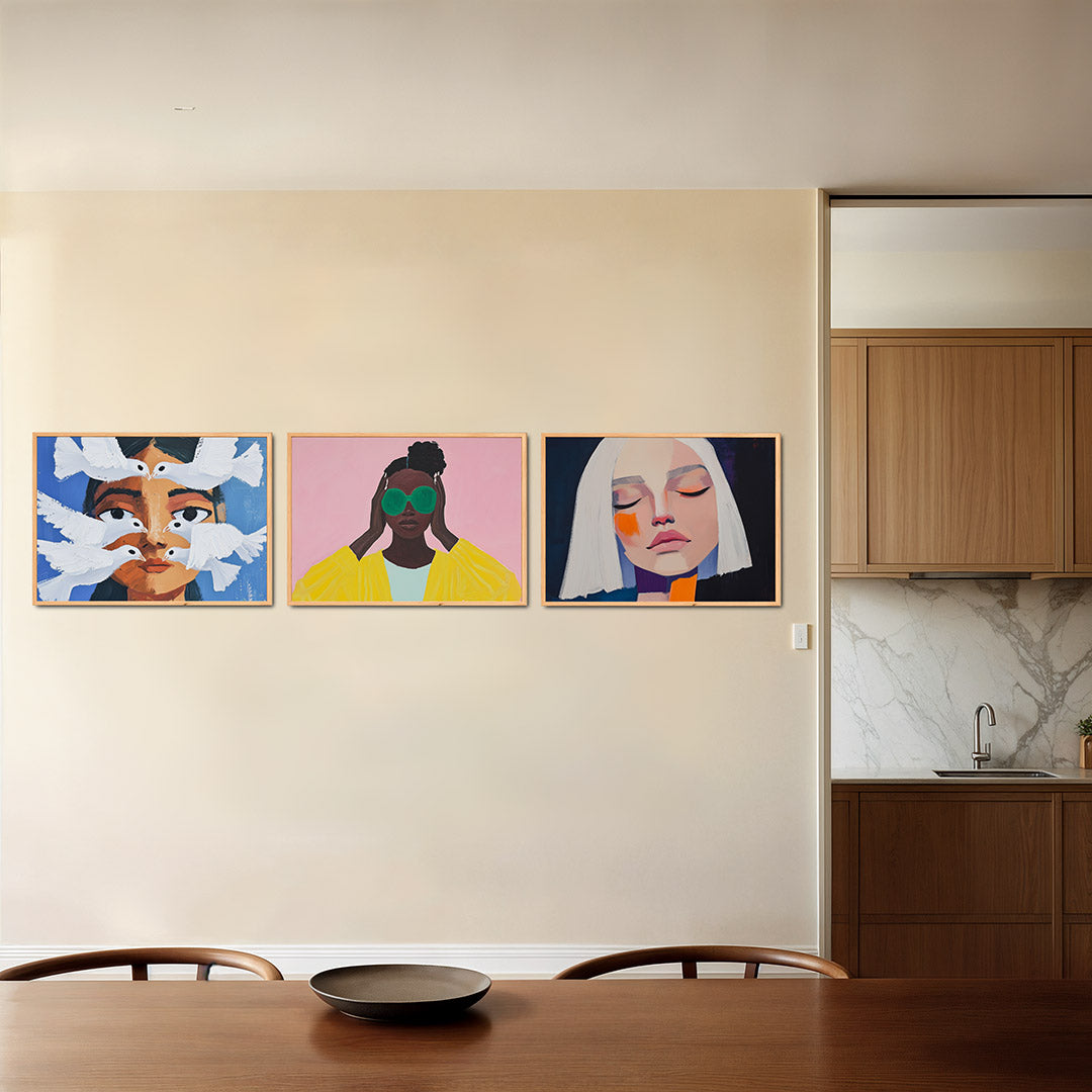 Vogels en gezicht Posterset