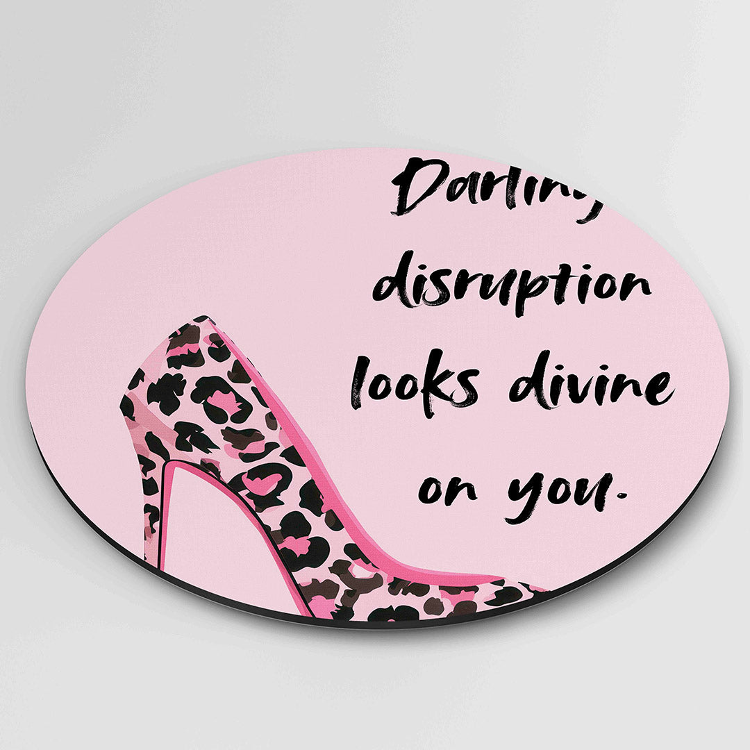 Roze pump met tekst Muurcirkel