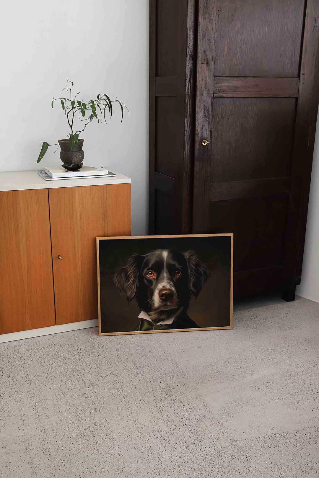 Hond met groene strik Poster