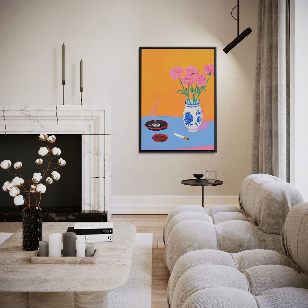 Bloemen en asbak Kunstwerk