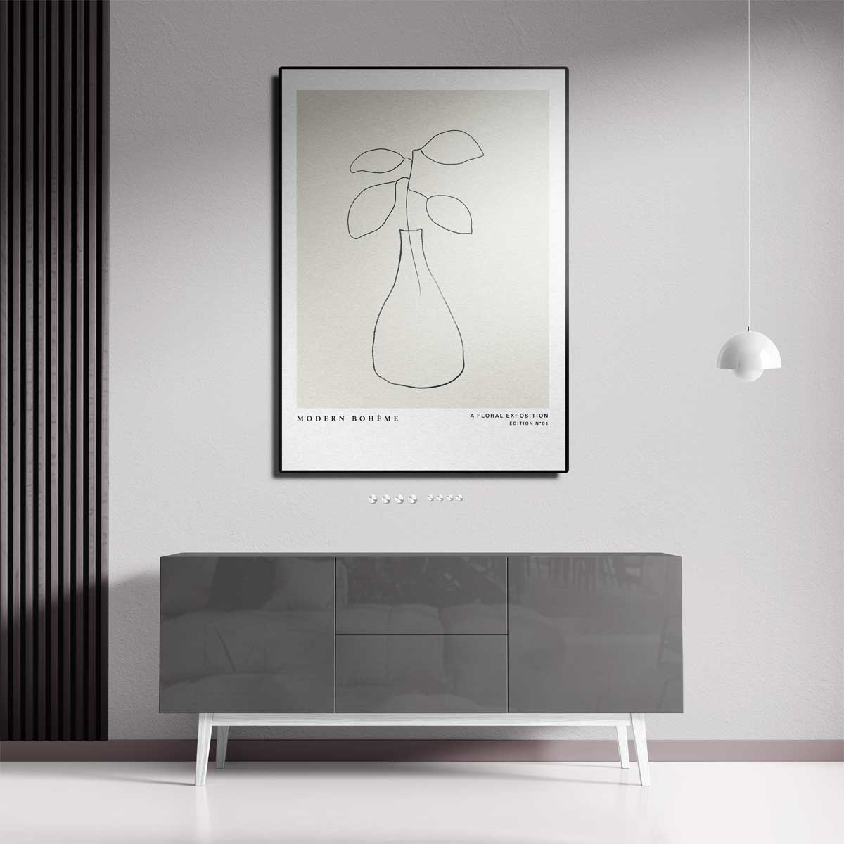 Moderne Boho Bloemenlijn Kunstwerk-canvas-dibond-plexiglas-wanddecoratie-WallArtistic