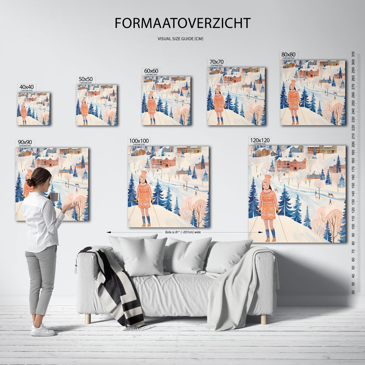 Winterlandschap met skiër Poster