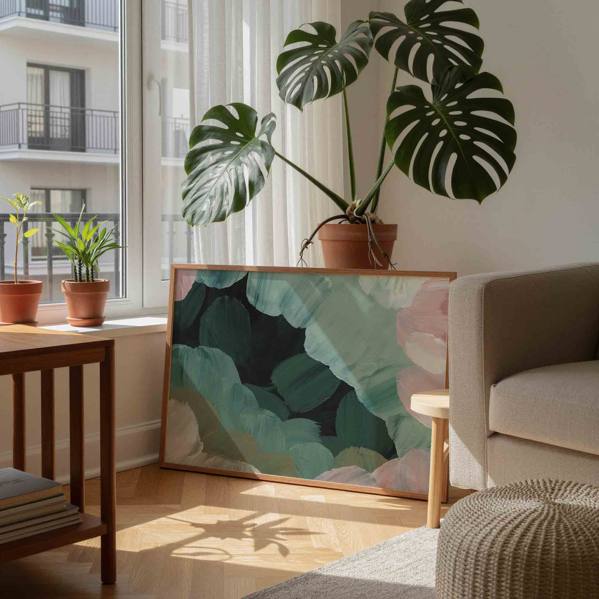 Abstracte groene vormen Poster