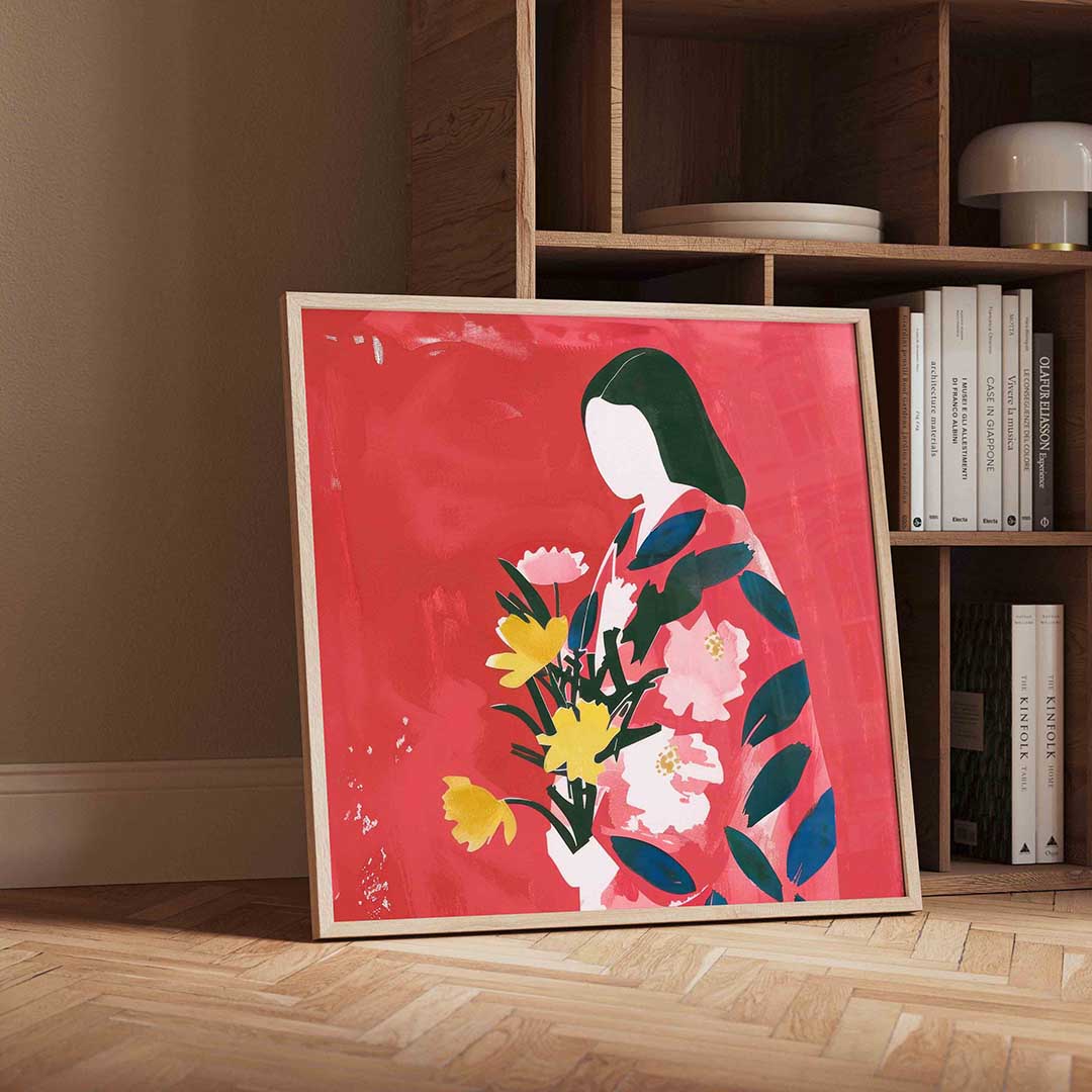 Vrouw met bloemen Poster