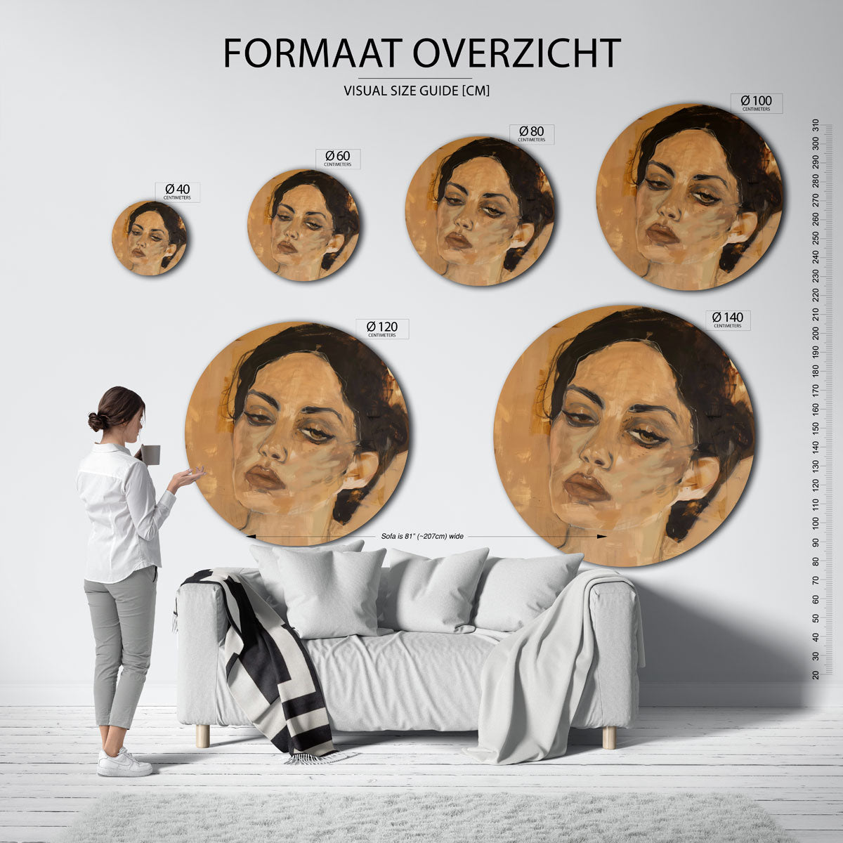 Portret van vrouw Muurcirkel