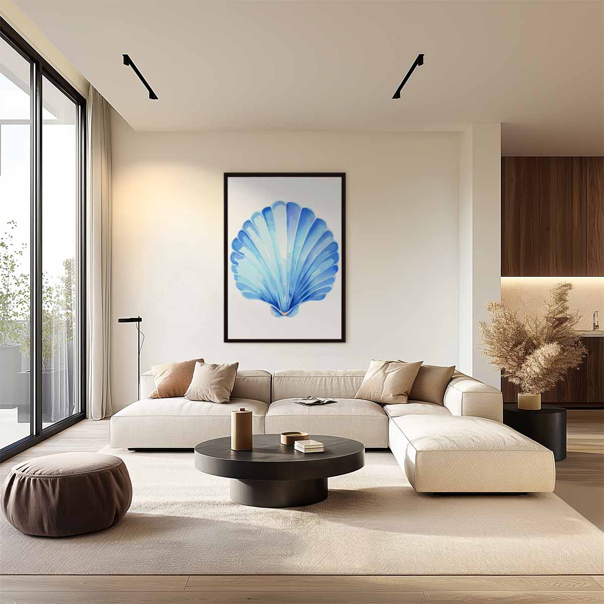 Blauwe Schelpenpracht Kunstwerk-canvas-dibond-plexiglas-wanddecoratie-WallArtistic