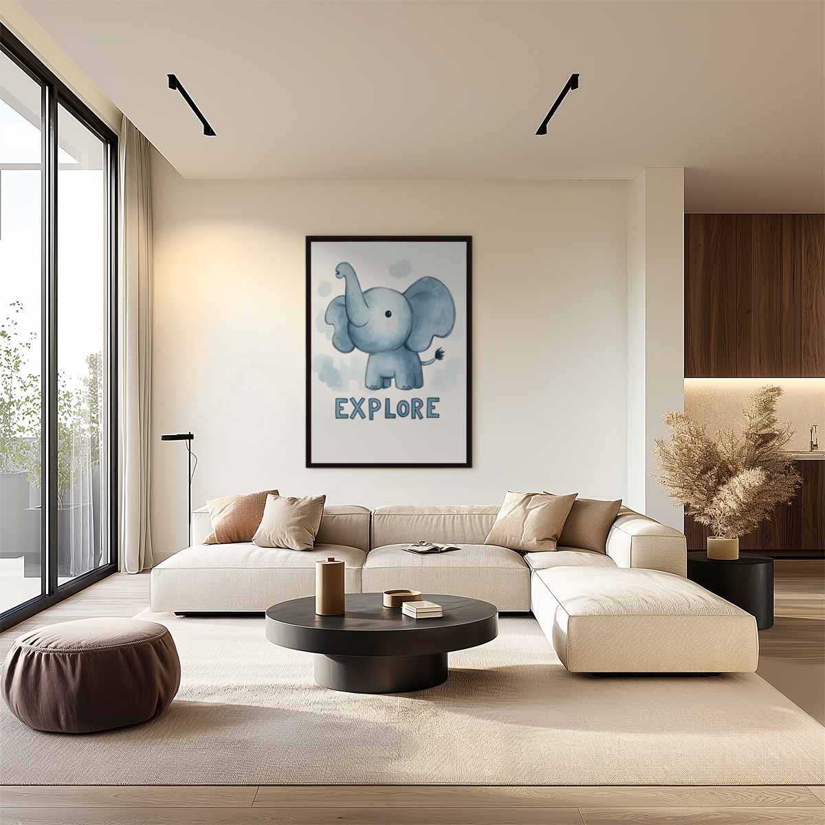Dromerige Olifant Avontuur Kunstwerk-canvas-dibond-plexiglas-wanddecoratie-WallArtistic