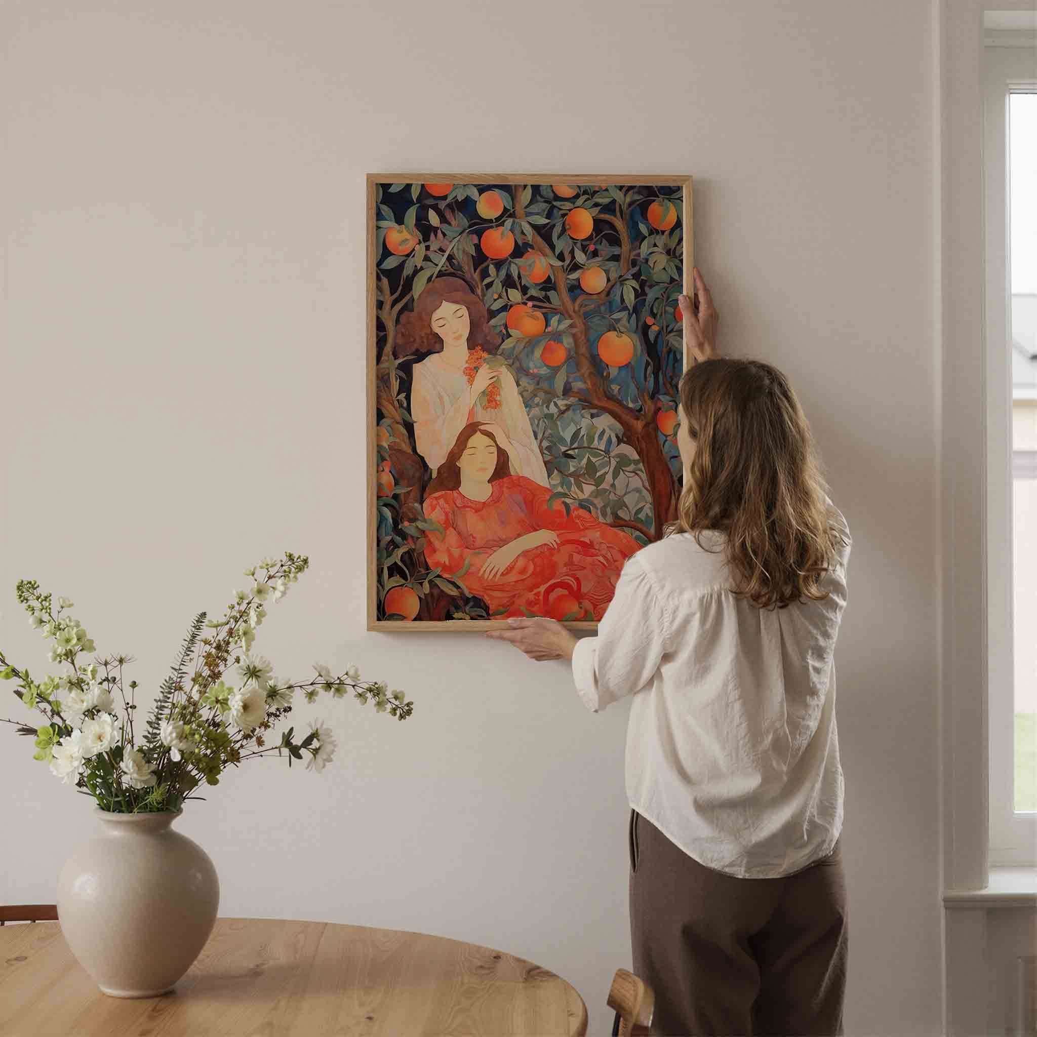 Twee vrouwen onder sinaasappelboom Poster