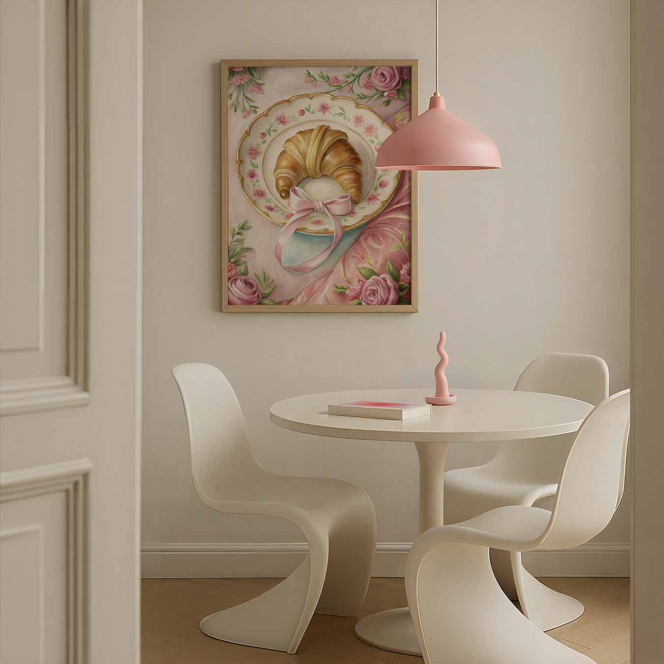 Romantische Bloemen en Croissant Poster-WallArtistic