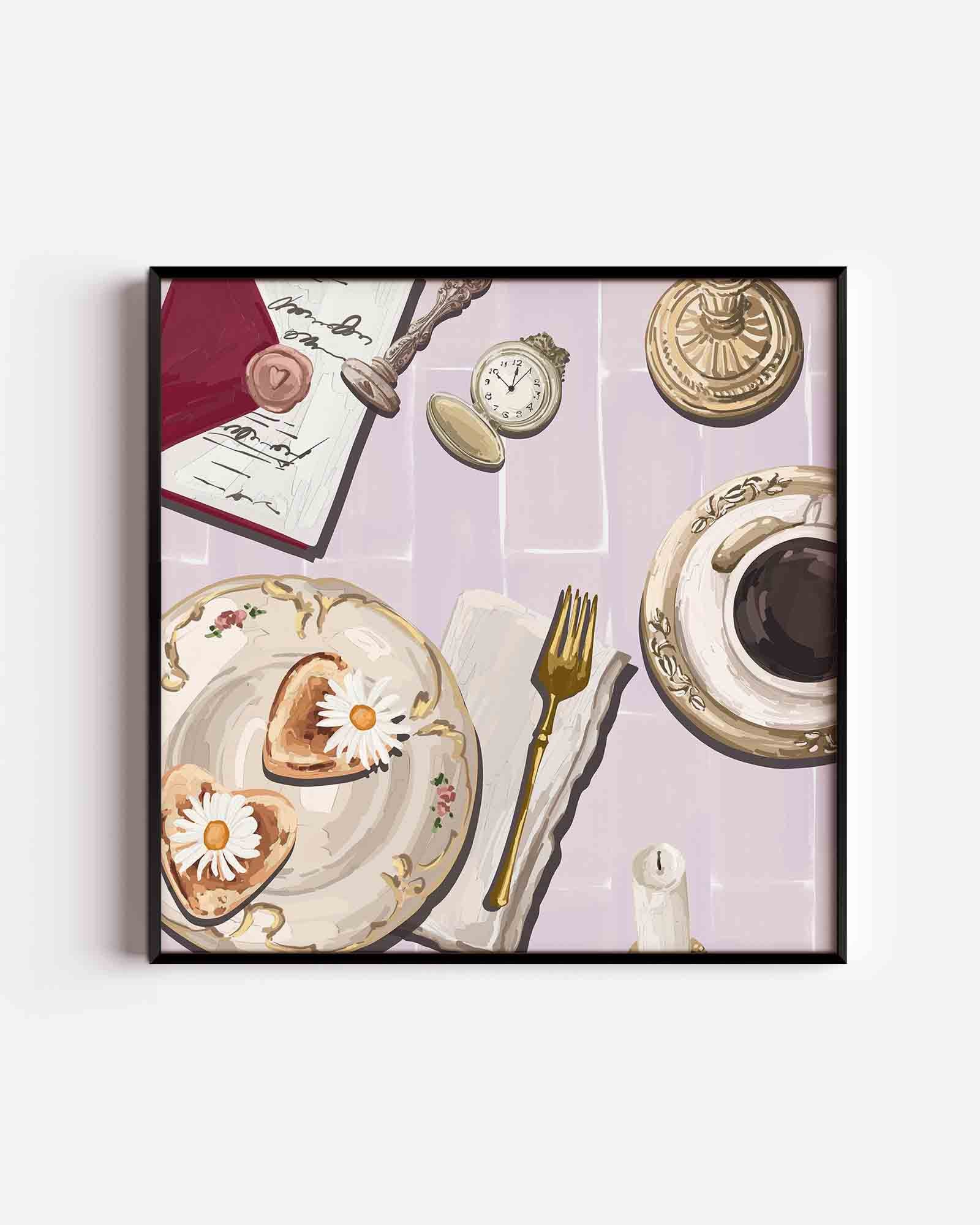 Ontbijt met bloemen Poster