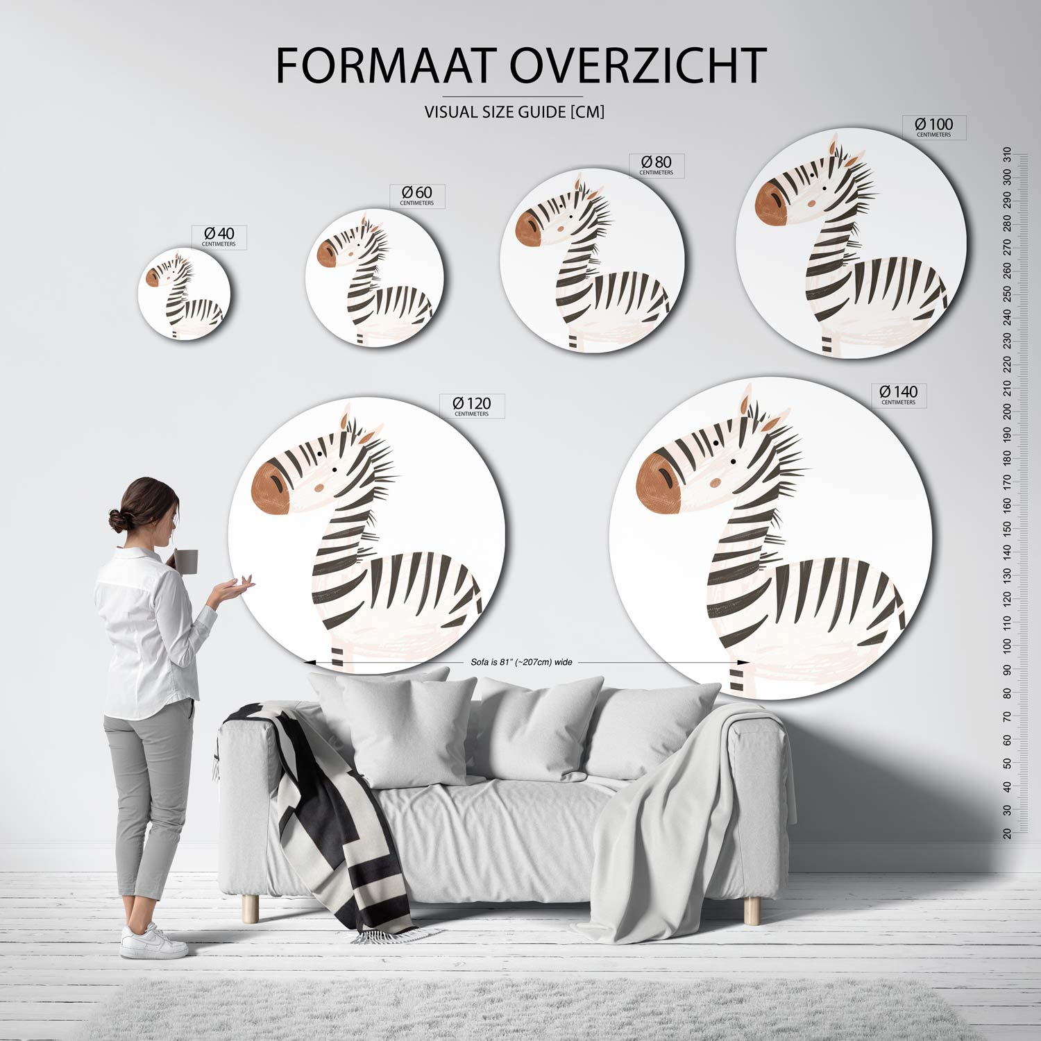 Zebra illustratie Muurcirkel