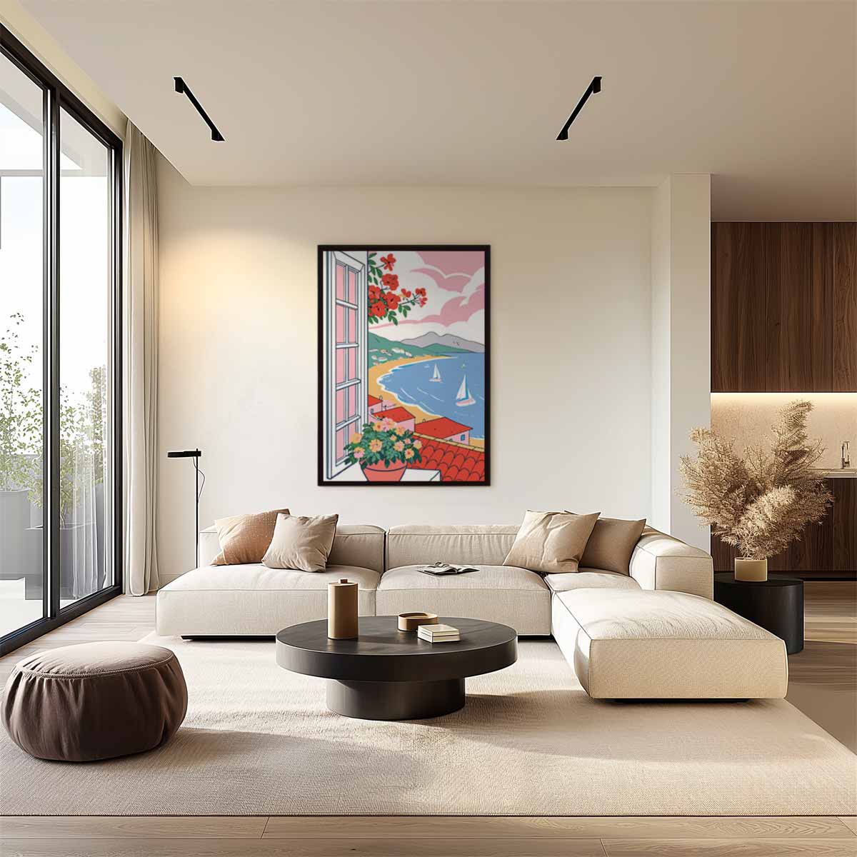 Uitzicht op een Zonnige Kust Kunstwerk-canvas-dibond-plexiglas-wanddecoratie-WallArtistic