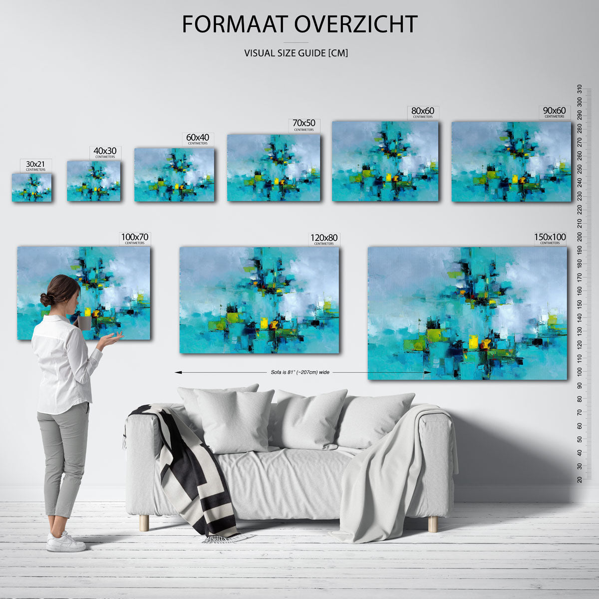 Abstracte blauwe compositie Poster