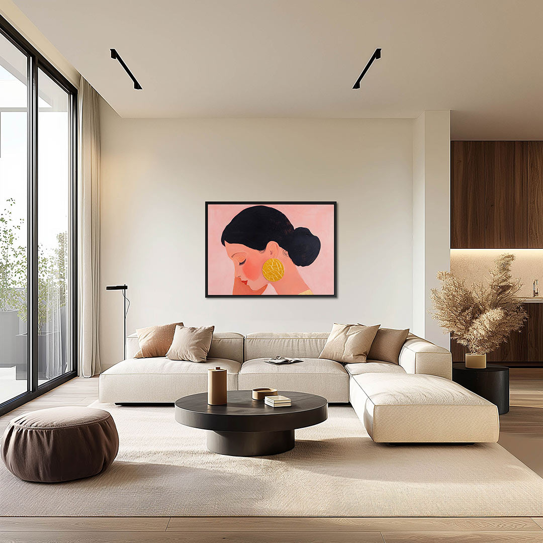 Vrouwelijk portret zijaanzicht Kunstwerk
