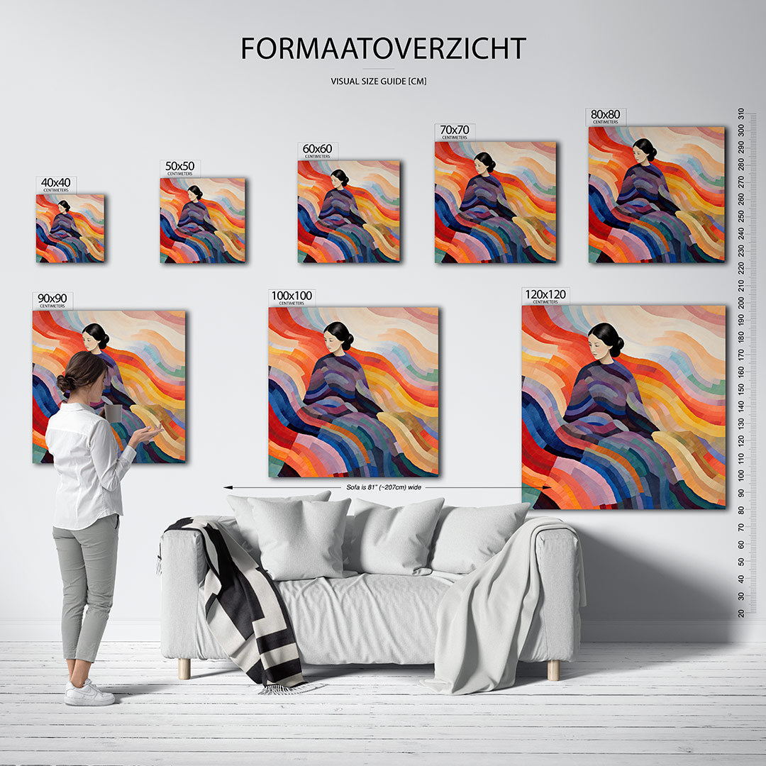 Golvende kleurencompositie Kunstwerk