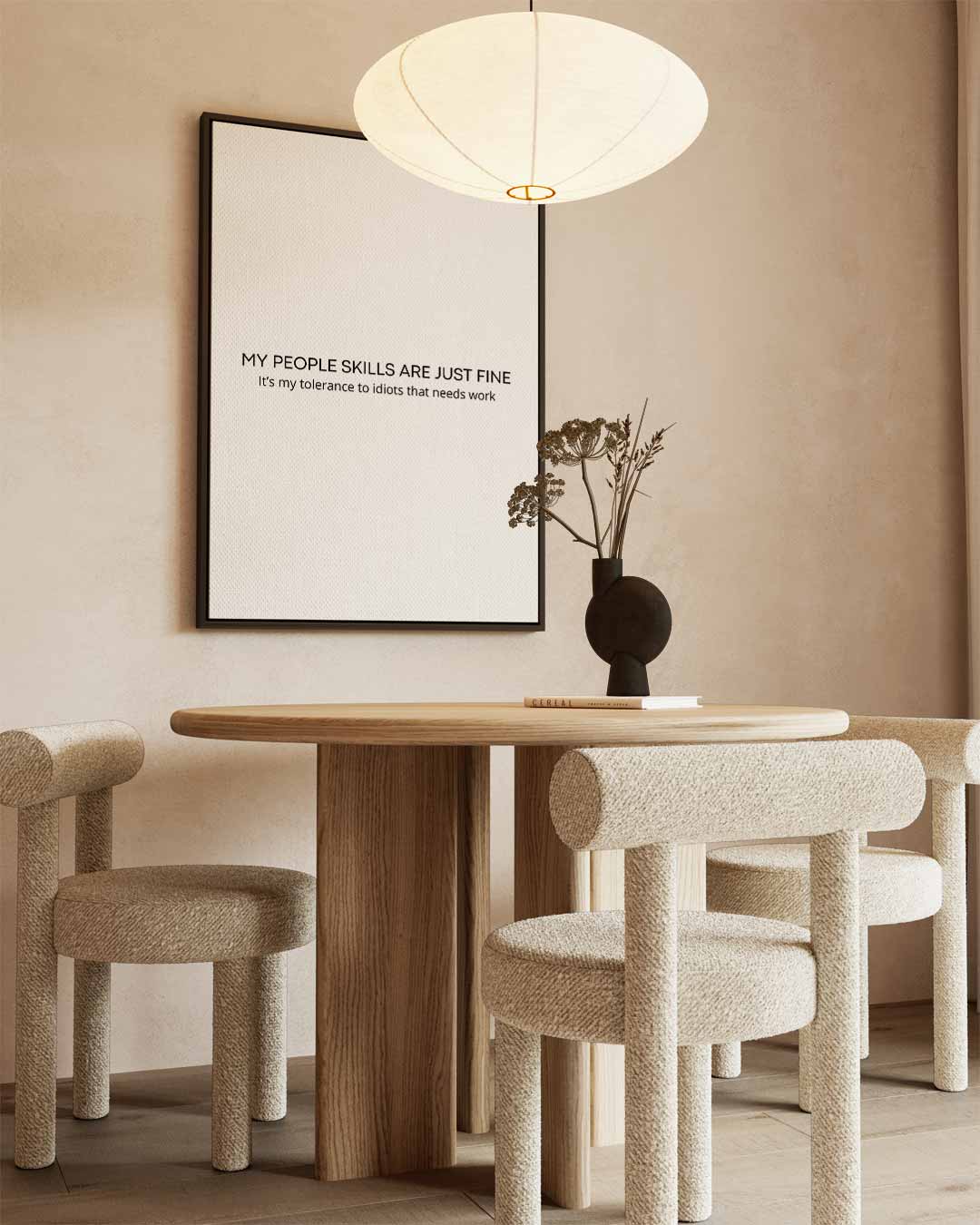 Grappige Tekstposter "People Skills Kunstwerk-canvas-dibond-plexiglas-wanddecoratie-WallArtistic