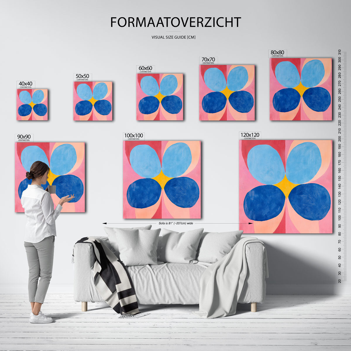 Bloemvormen met blauwe accenten Poster