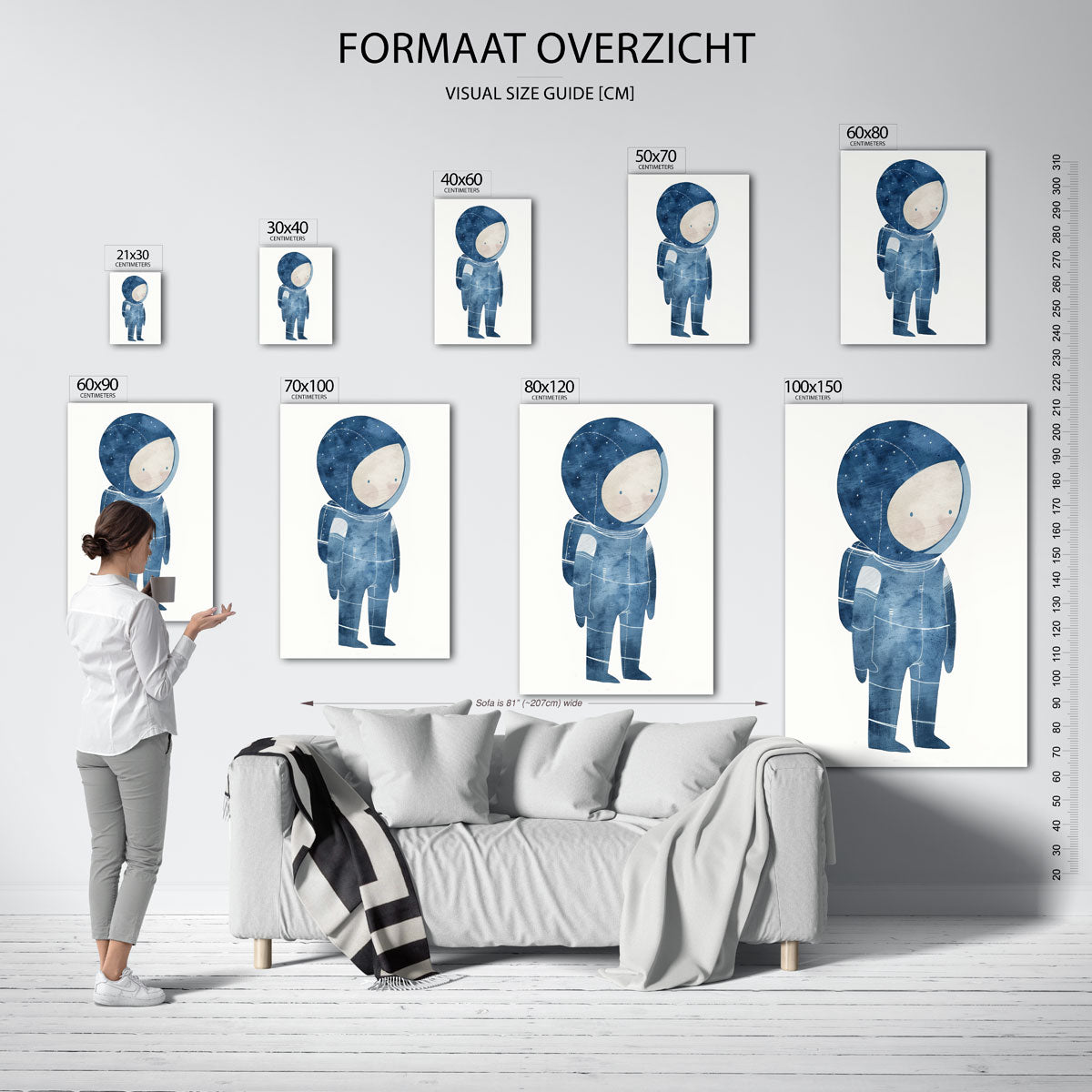 Astronaut in blauw Poster