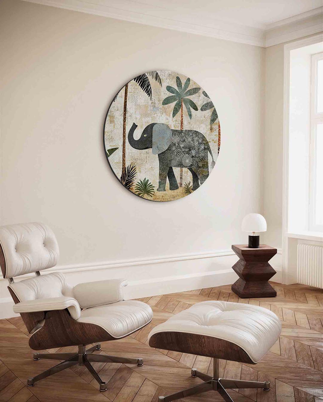 Olifant en palmbomen Muurcirkel