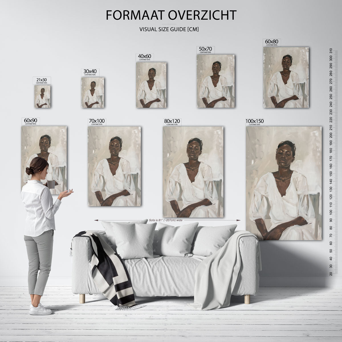 Vrouw in witte kleding Poster