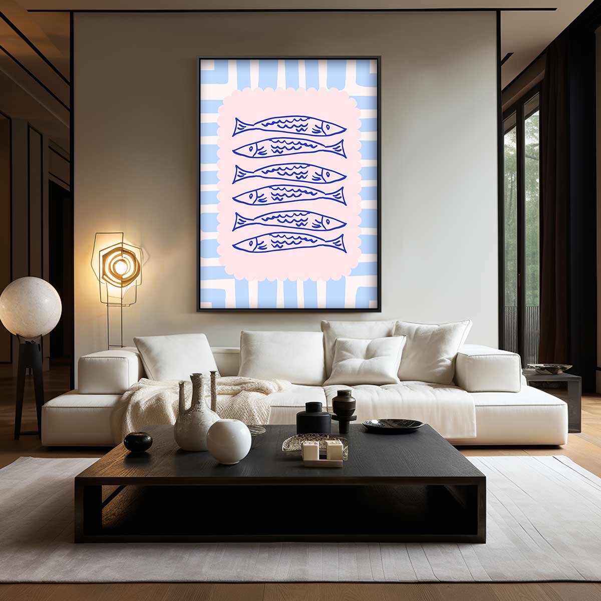 Vispatroon in Pastel Kunstwerk-canvas-dibond-plexiglas-wanddecoratie-WallArtistic